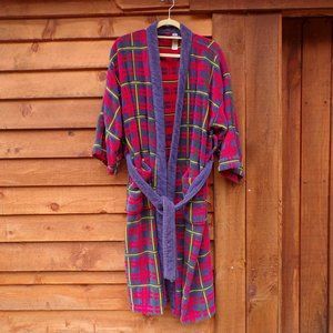 Vintage Stafford Men's Plaid Cotton Terry Bathrobe Great Bold Retro Colors!